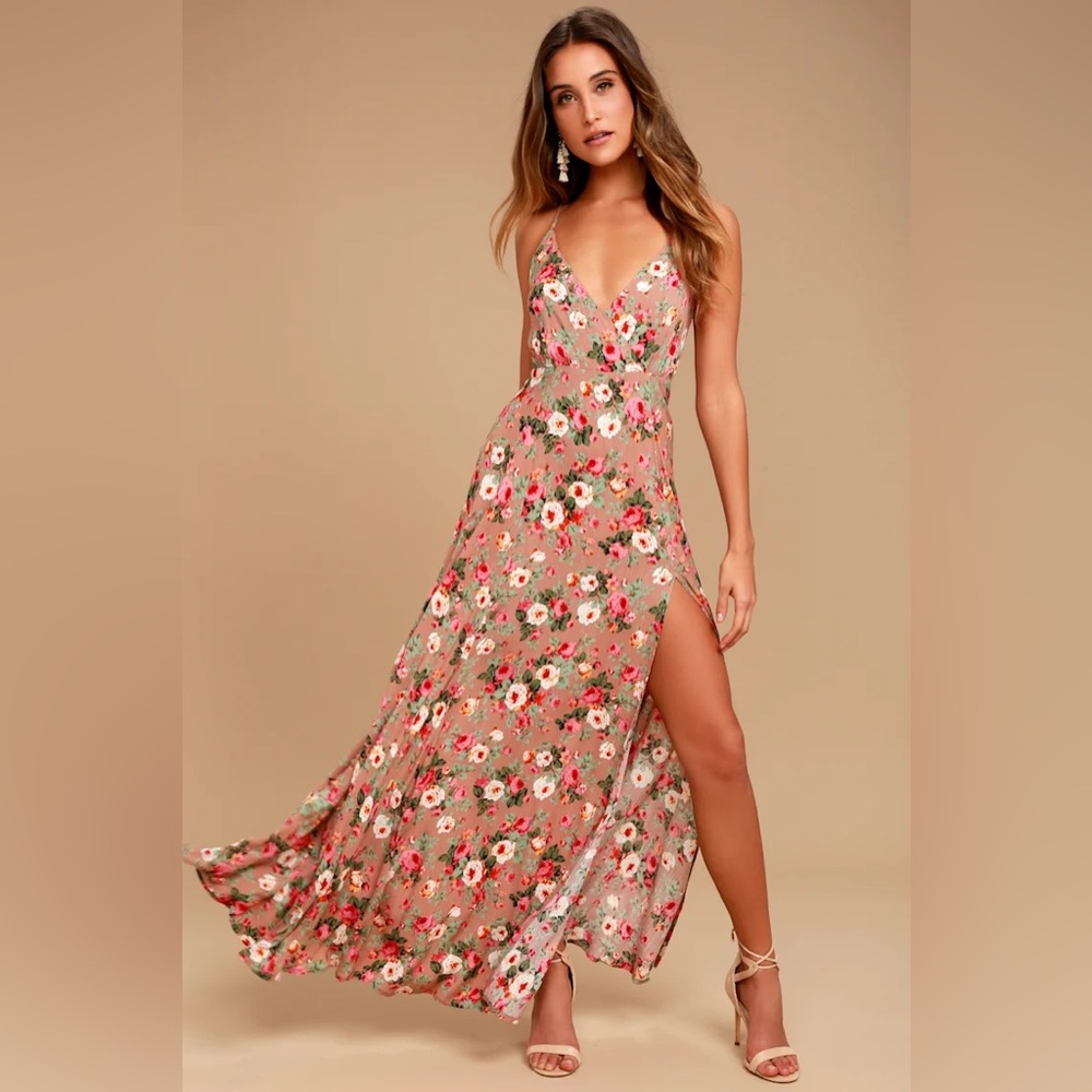 Lulu’s Everlasting Bliss Blush Floral Print Maxi Dress